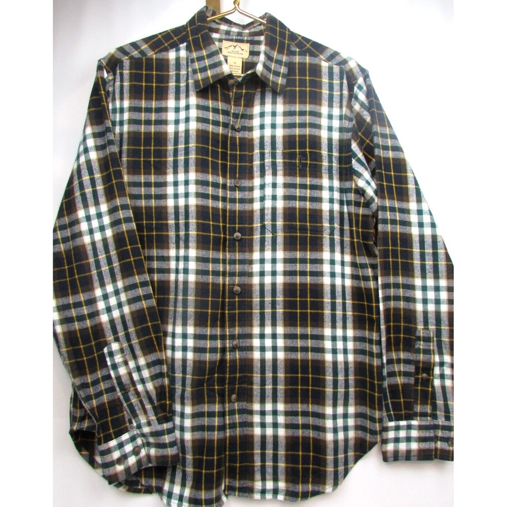Blue‎ Mountain Flannel Shirt  Black  Yellow White Button Up MENS Size M